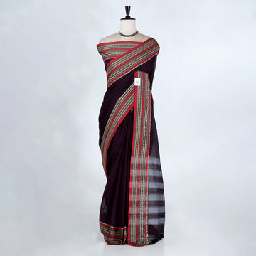 Dark Purple Mangalagiri Cotton Saree for Women | Festive Summer Collection | Jeyachandran - Full View