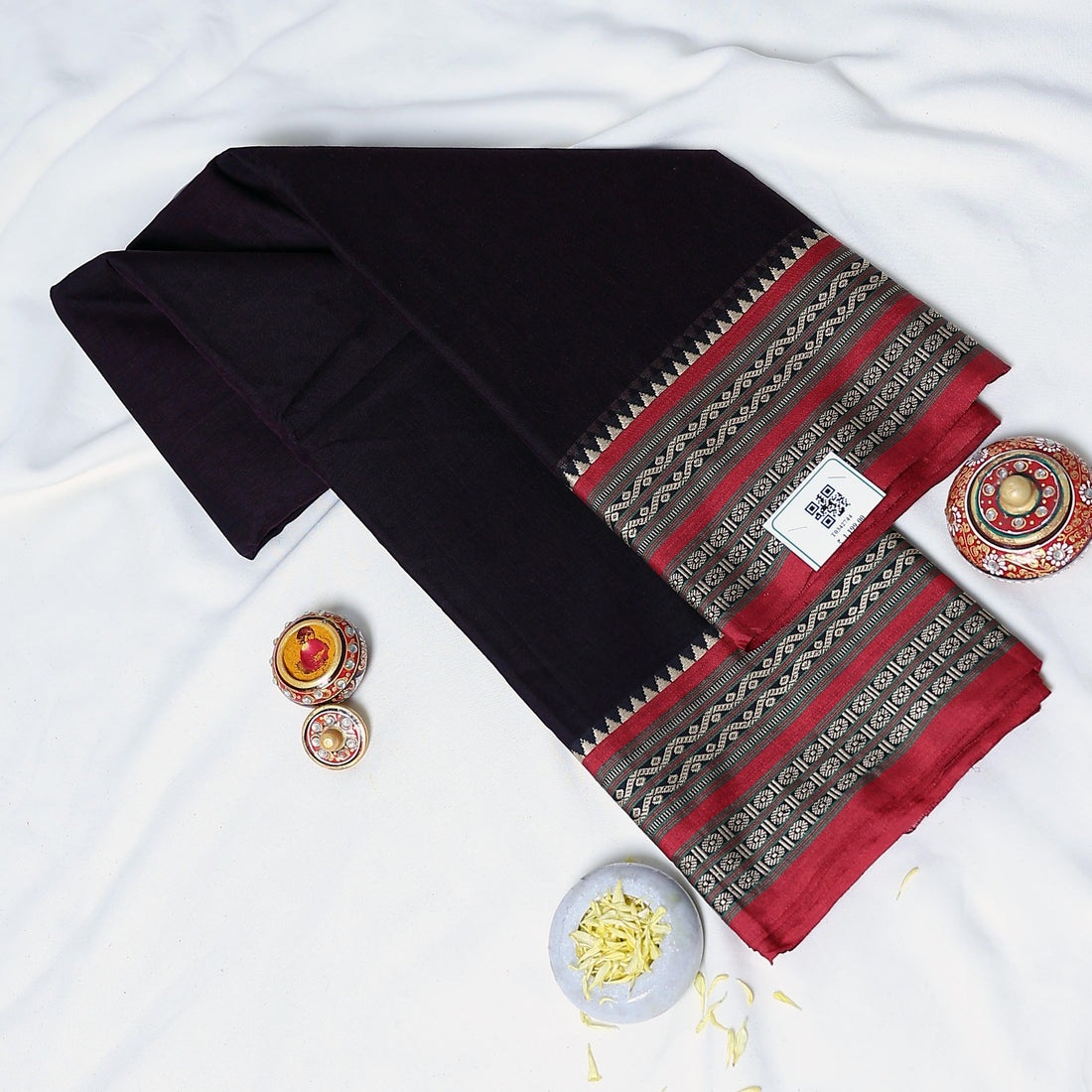 Dark Purple Mangalagiri Cotton Saree for Women | Festive Summer Collection | Jeyachandran - Full View
