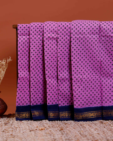 Elegant Sungudi Cotton Saree with Traditional Bandhani Inspired Print -  Purple