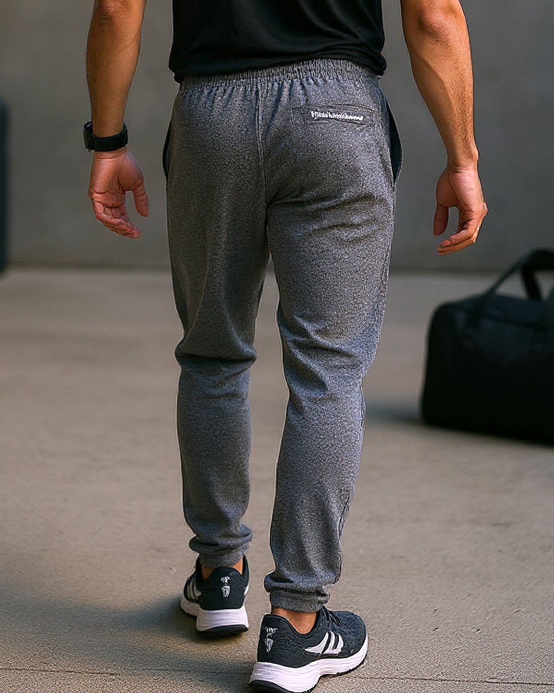 Men’s Jogger-Style Track Pant with Ribbed Cuffs and Adjustable Drawstring - Grey