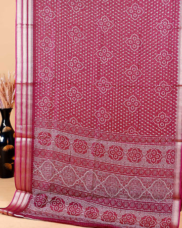 Elegant Dola Silk Saree with Bandhani Print Saree -Burgundy