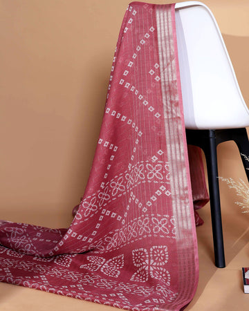 Elegant Dola Silk Saree with Bandhani Print Saree - Pale Pink