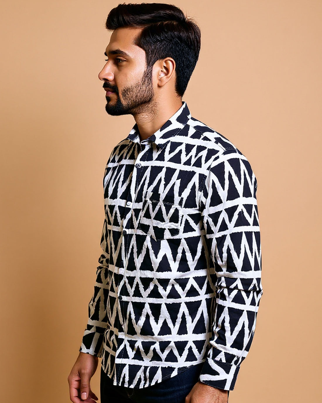 Rocx Men's Abstract Geometric Print Full Sleeve Casual Shirt - Multi