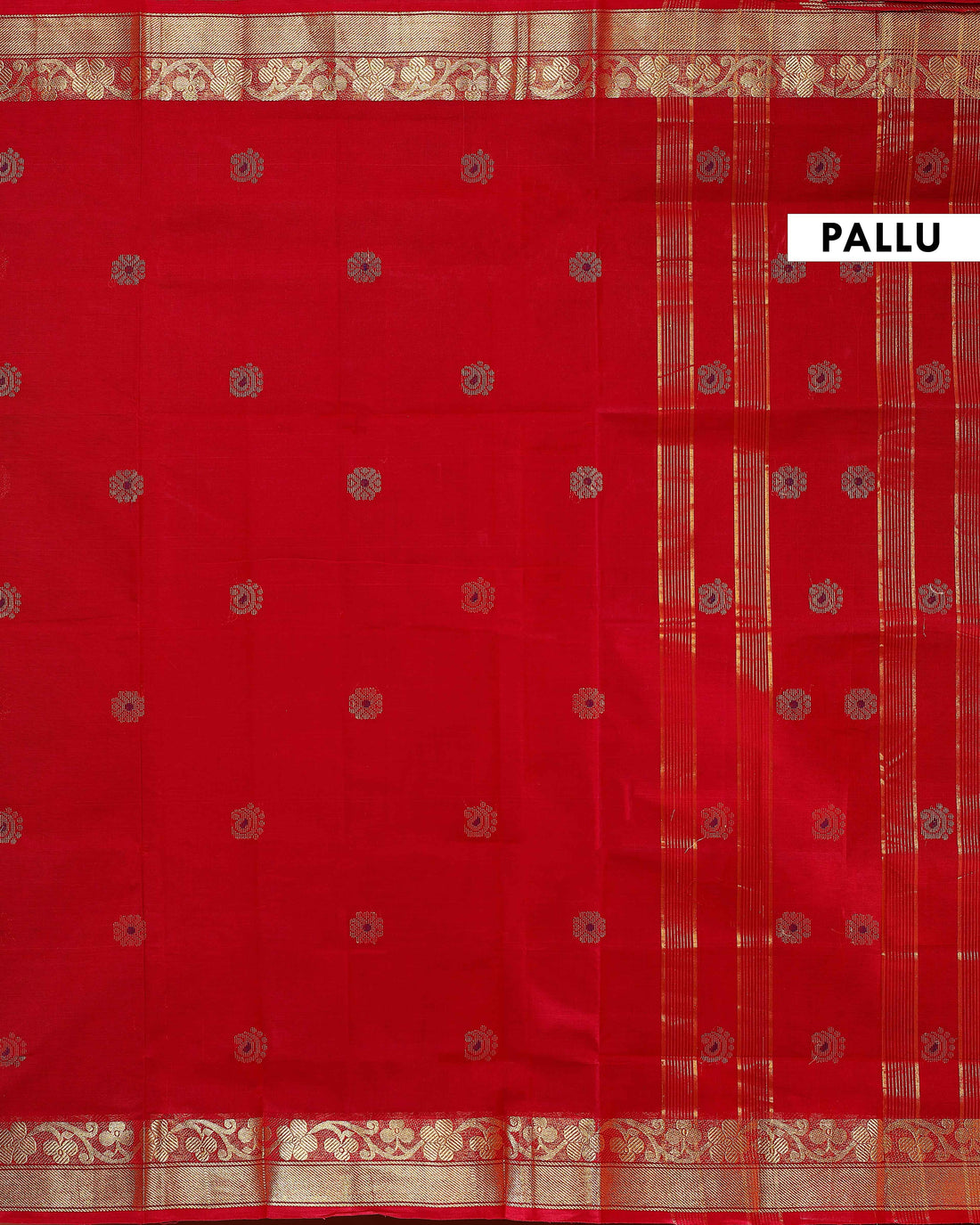 Handloom Venkatagiri Cotton Saree with Traditional Zari Border and Intricate Motifs - Red