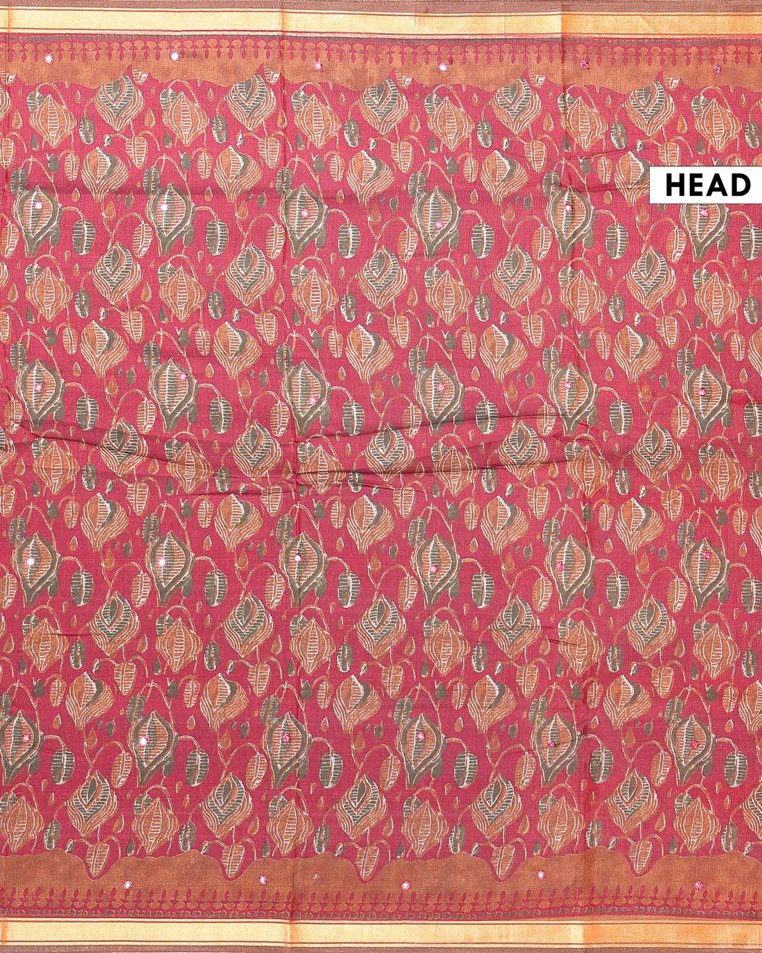 Elegant Semi Chanderi Saree with Floral Inspired Print and Zari Border - Red