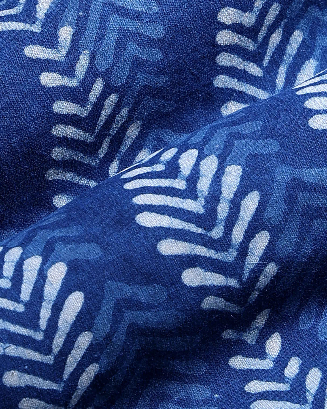 Women’s Handloom Cotton 1 Meter Blouse Material with Chevron Weave Pattern - Blue