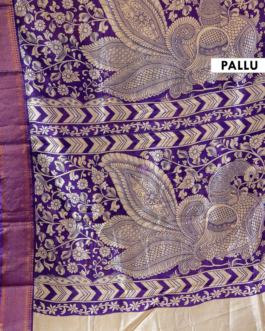 Traditional Mangalagiri Kalamkari Semi Silk Saree with Intricate Floral and Avian Motifs - Yellow