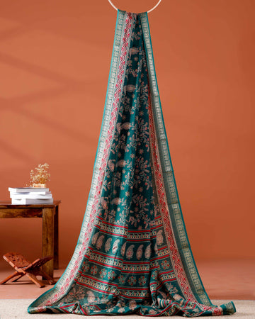 Elegance  Traditional Floral Print Art Silk Saree in Green