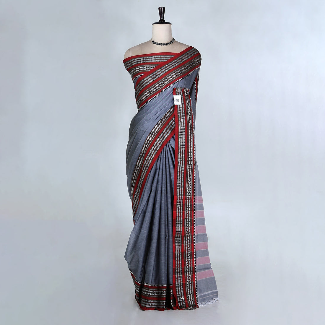 Grey Mangalagiri Cotton Saree for Women | Festive Summer Collection | Jeyachandran - Full View