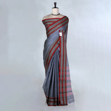 Grey Mangalagiri Cotton Saree for Women | Festive Summer Collection | Jeyachandran - Full View