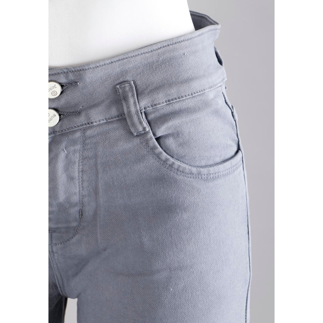 Women Grey Pencil Cut  Button Jeans
