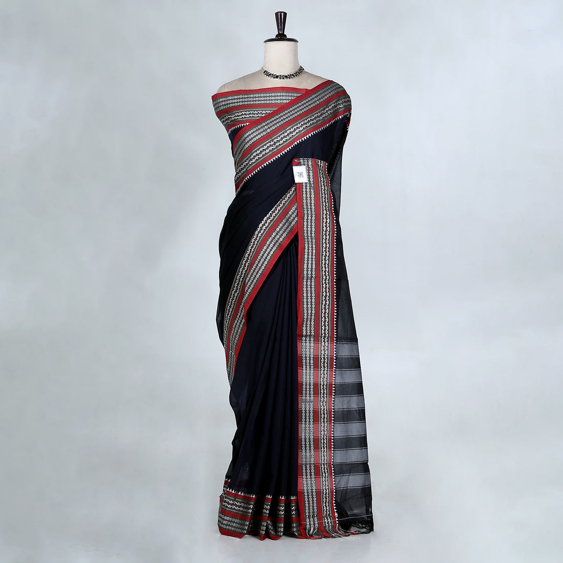 Black Mangalagiri Cotton Saree for Women | Festive Summer Collection | Jeyachandran - Full View