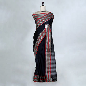 Black Mangalagiri Cotton Saree for Women | Festive Summer Collection | Jeyachandran - Full View