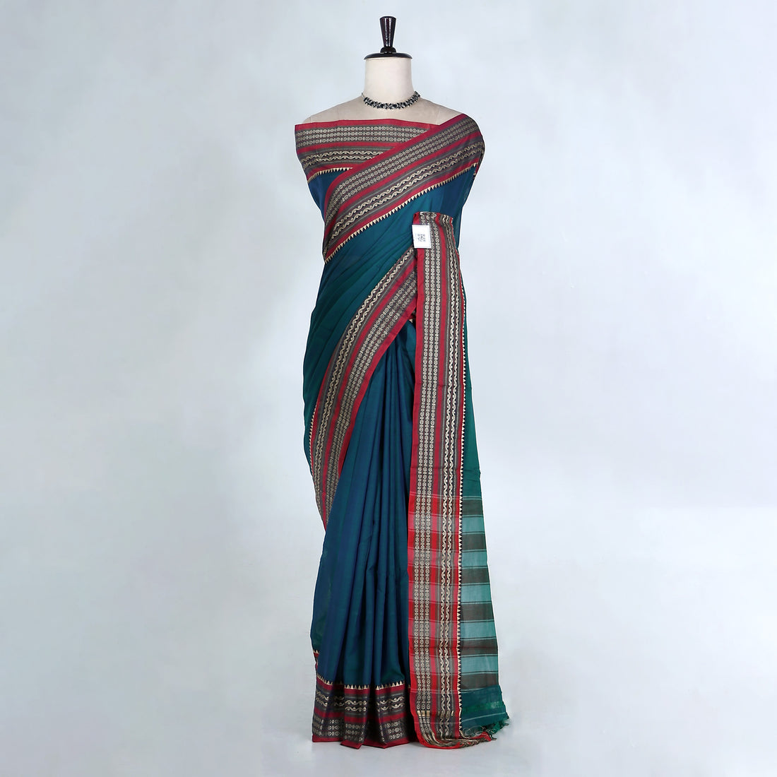 Teal Mangalagiri Cotton Saree for Women | Festive Summer Collection | Jeyachandran - Full View