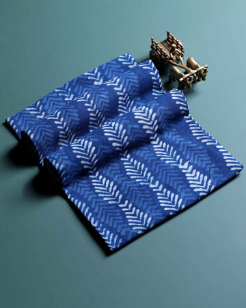 Women’s Handloom Cotton 1 Meter Blouse Material with Chevron Weave Pattern - Blue