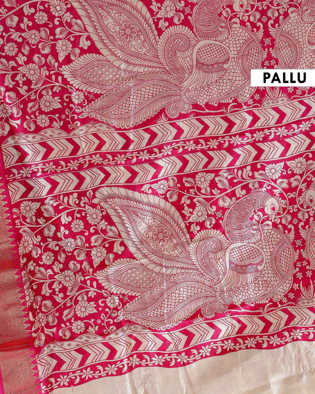 Traditional Mangalagiri Kalamkari Semi Silk Saree with Intricate Floral and Avian Motifs - Teal Green