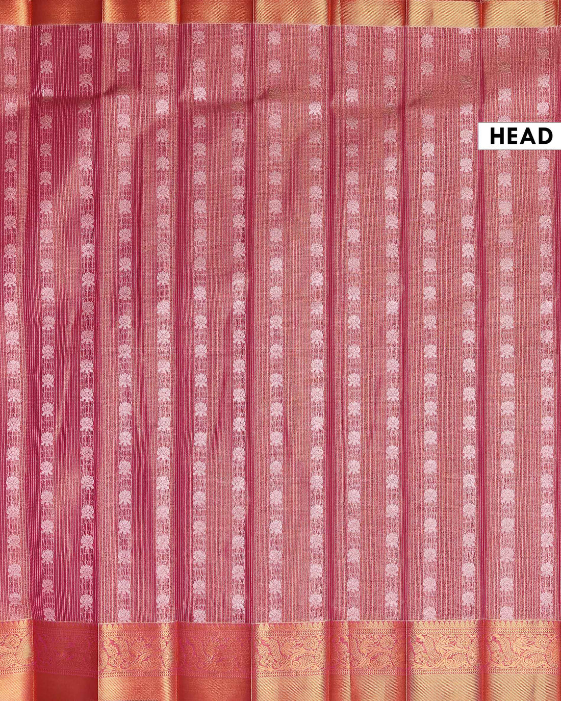 Elegant Elampillai Silk Cotton Saree with Intricate Zari Woven Floral Motifs and Brocade Border - Onion Pink