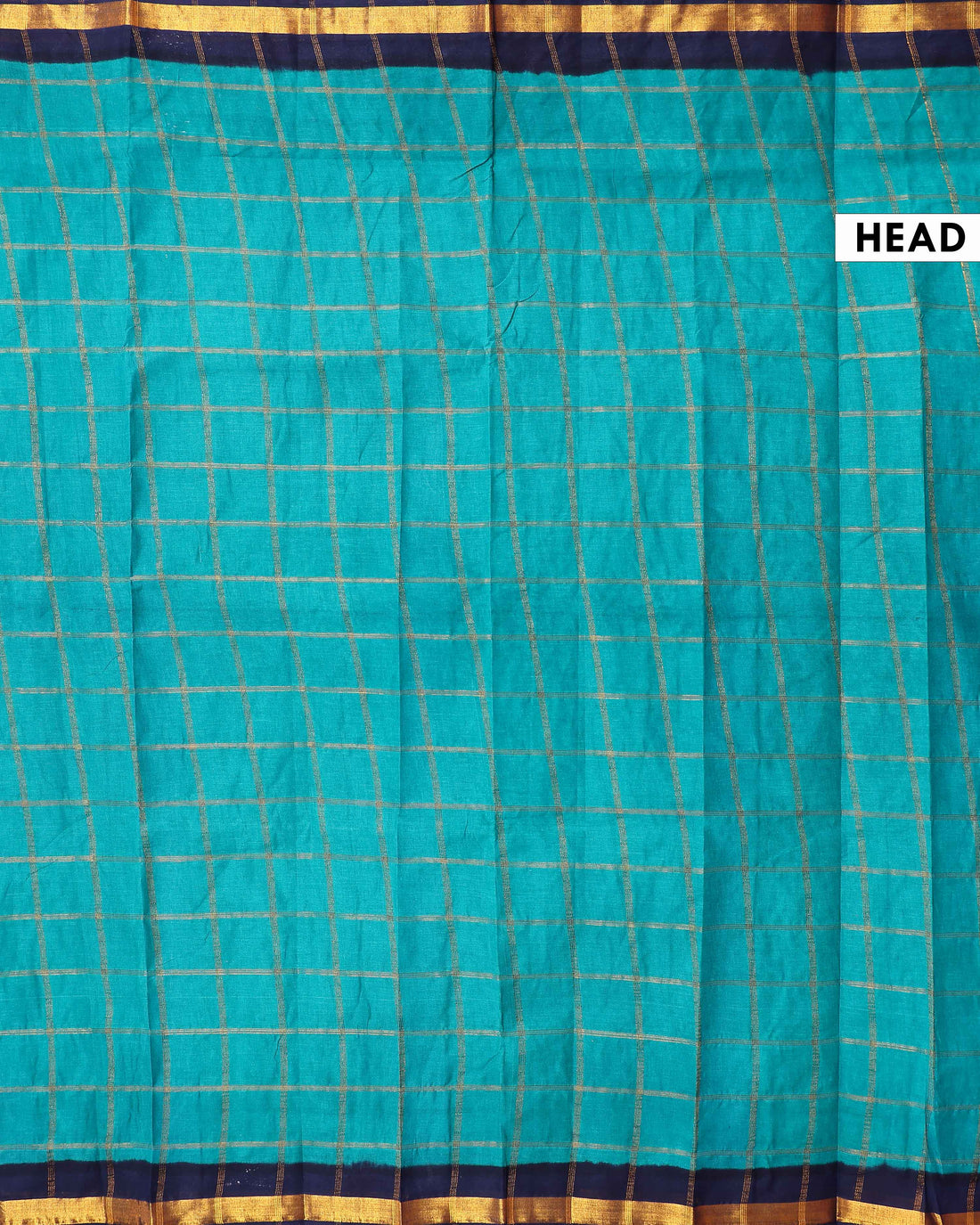 Elegant Sungudi Cotton Handloom Saree with Zari Checked Pattern and Contrast Border - Teal