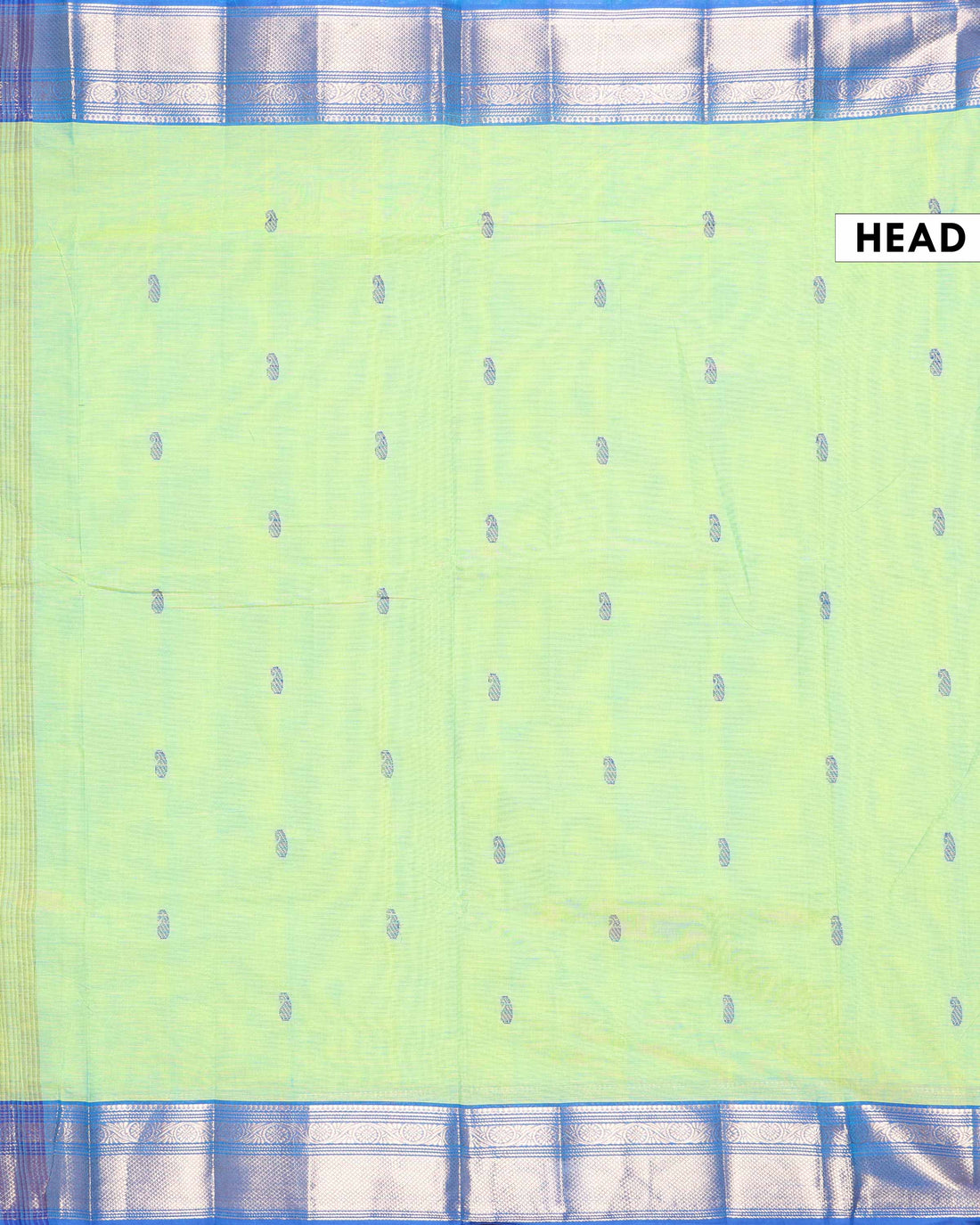 Traditional Handloom Chettinad Cotton Saree with Zari Woven Temple Border and Subtle Butta Motifs - Green