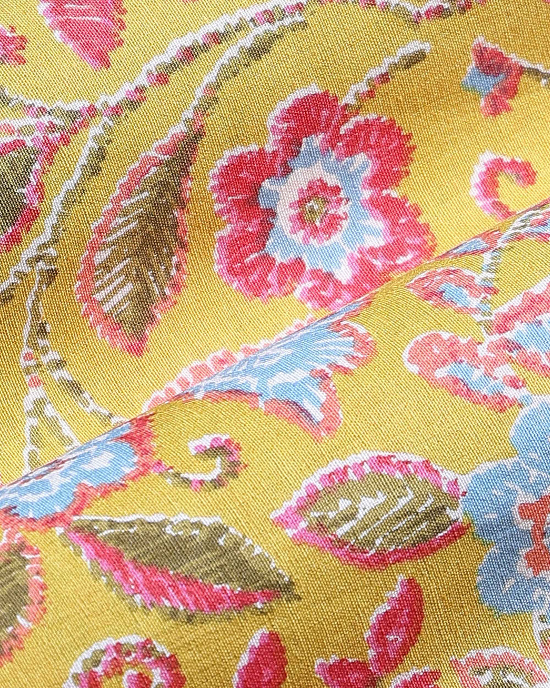 Women’s Traditional Printed Cotton 1 Meter Blouse Material with Floral Motifs  - Yellow