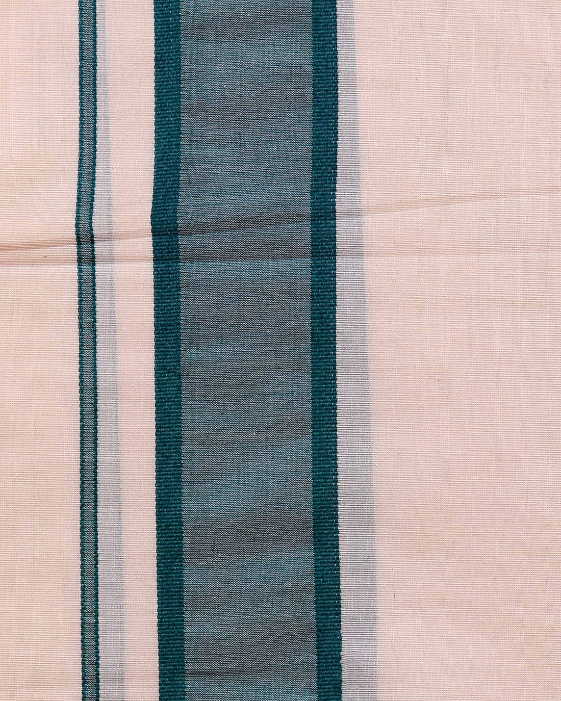 Men’s Traditional Handloom 4 Meter Cotton Dhoti with Green Border - Off White