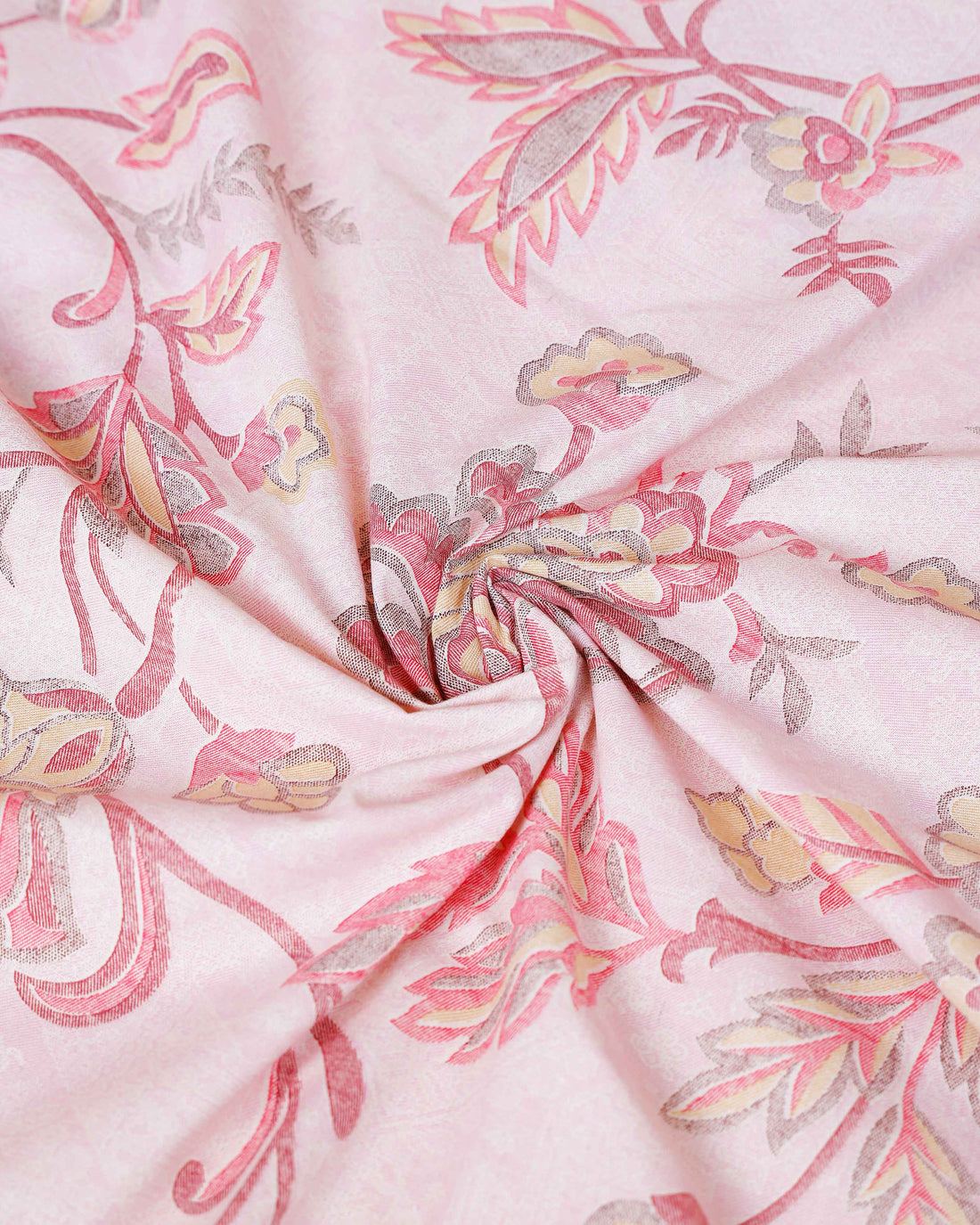 Floral Printed Cotton Queen Size Bed Cover with Pillow Cover - Pink