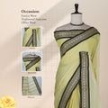 Light Green Mangalagiri Cotton Saree With A Dark Green  Zari Woven Border And Striped Pallu Ideal For Festive, Traditional And Office Wear
