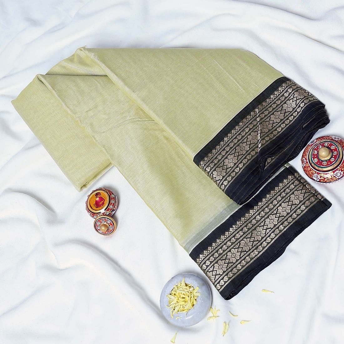 Light Green Mangalagiri Cotton Saree for Women | Festive Summer Collection | Jeyachandran - Full View