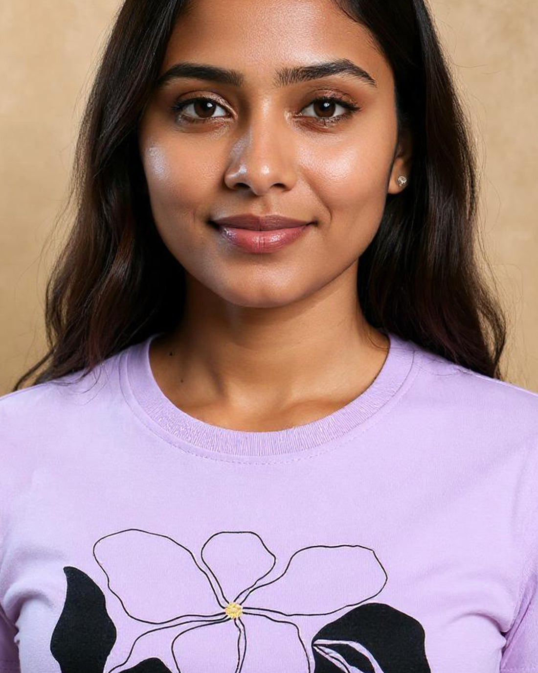 Graphic Crop T-Shirt for Women - Lavender