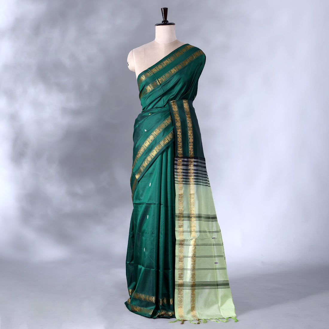 Green Banana Pith Semi Silk Saree for Women | Wedding & Festive occasion | Jeyachandran - Full View