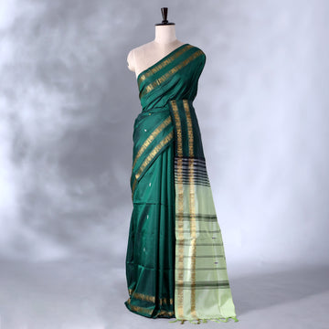 Green Banana Pith Semi Silk Saree for Women | Wedding & Festive occasion | Jeyachandran - Full View