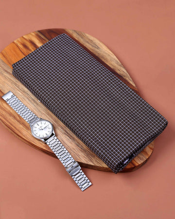 Nandu Brand Men's Premium Cotton Checked 2.20 Meter Stitched Lungi - Black