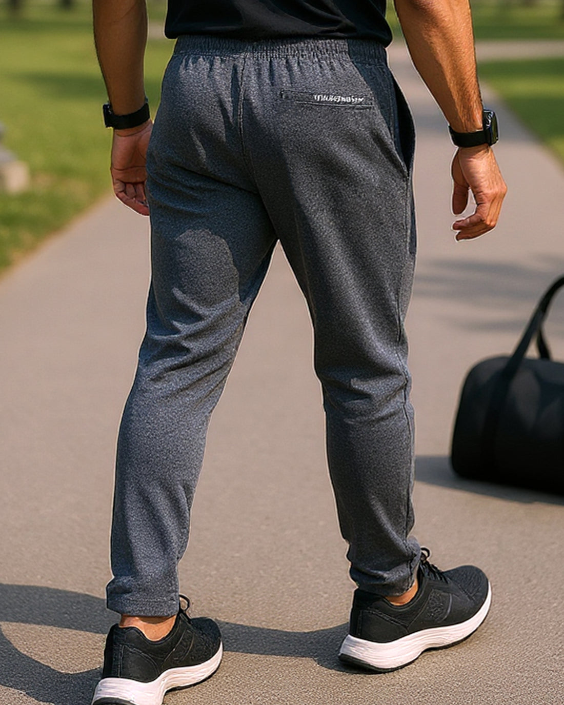 Men’s Jogger-Style Track Pant with Ribbed Cuffs and Adjustable Drawstring - Grey