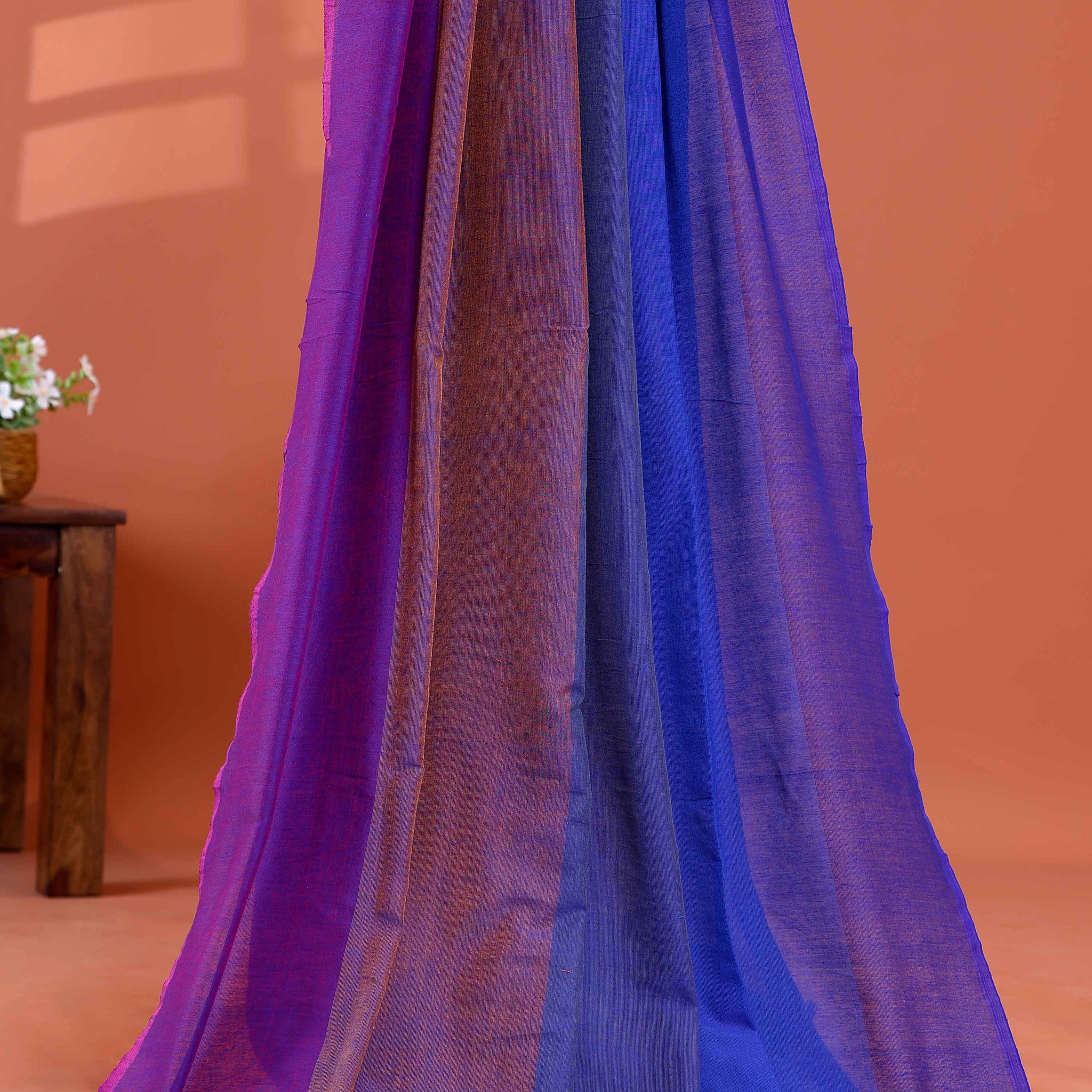 Handwoven Mul Mul Cotton Saree with Bold Striped Pattern and Tassel Detailing - Multi