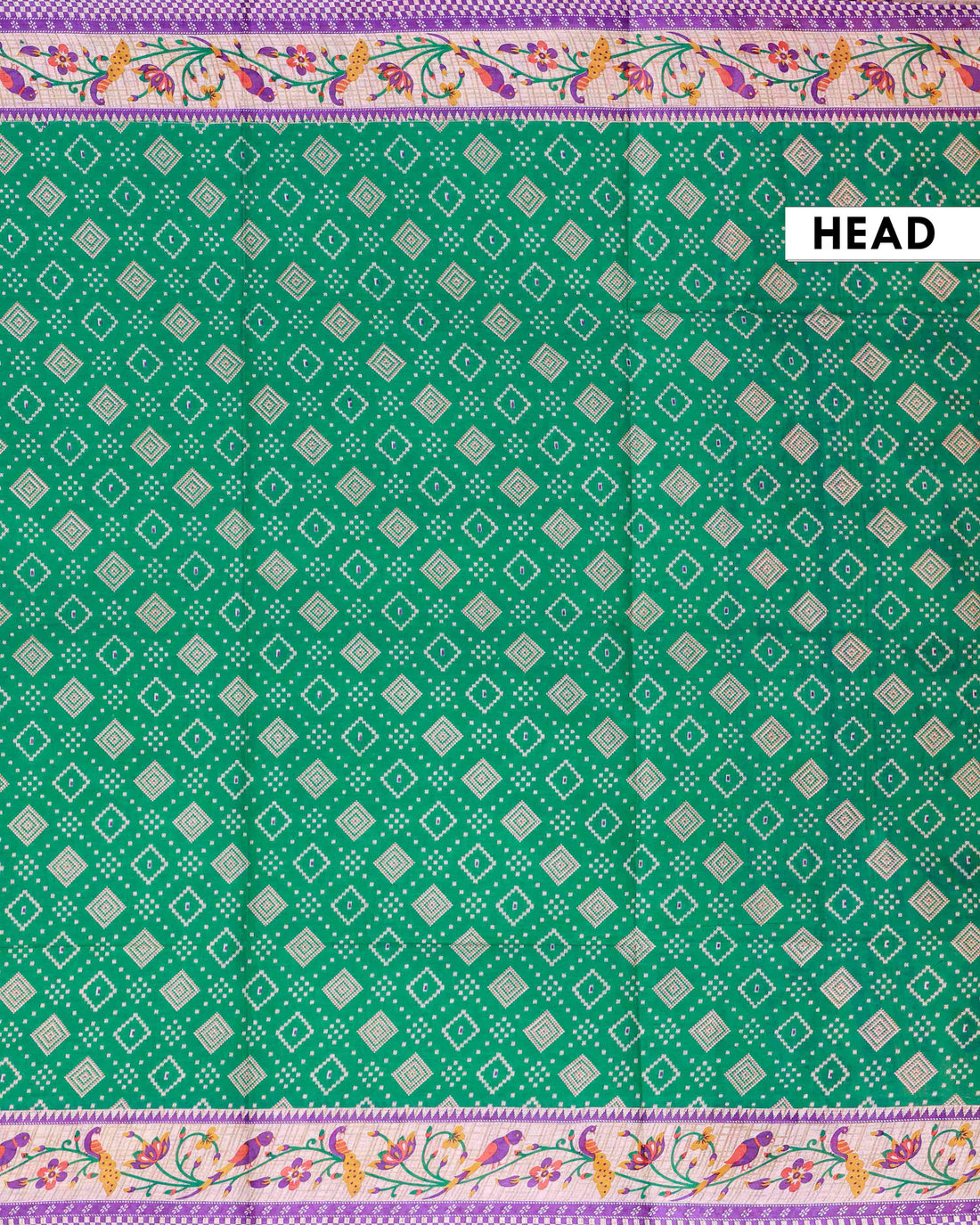 All-Over Floral Printed Voile Saree with Intricate Contrast Border – Green