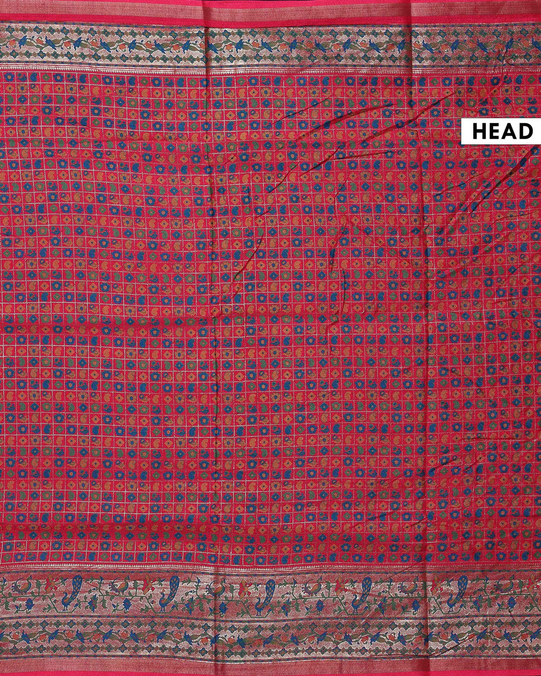 Elegant Art Silk Saree with Intricate Folk Inspired Allover Motifs and Traditional Woven Border  - Dark Pink