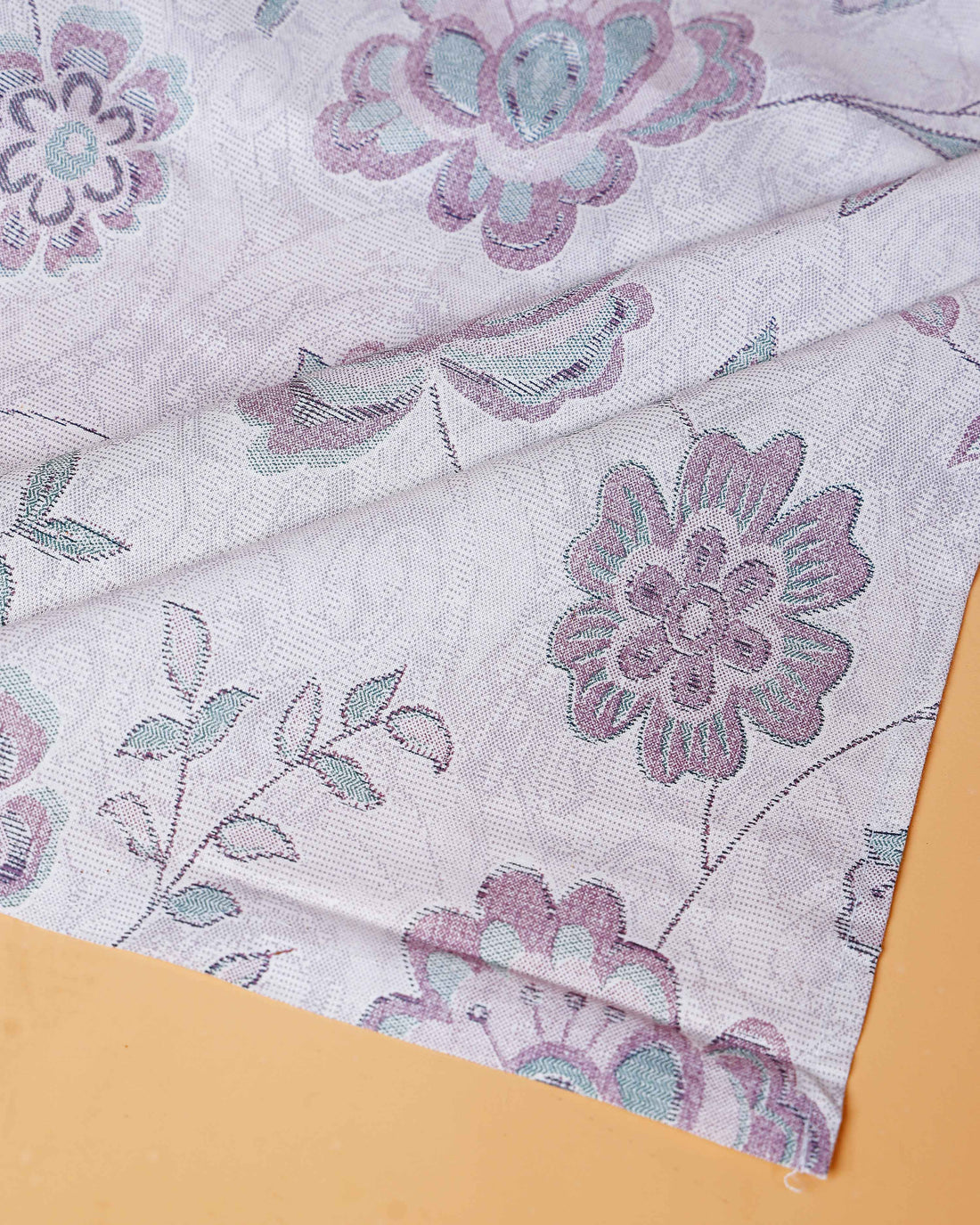 Floral Printed Cotton Bed Cover with Pillow Cover - Pastel Grey