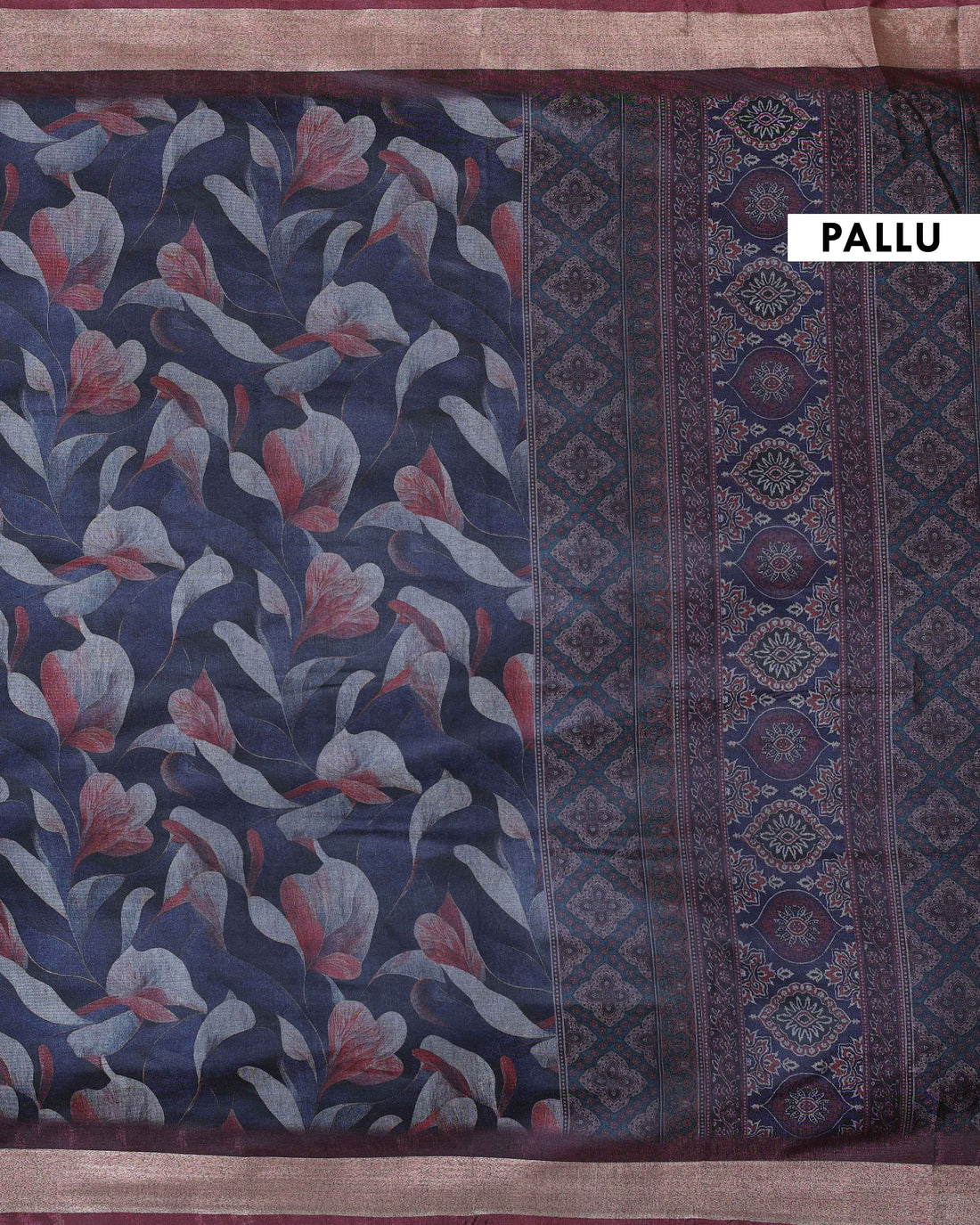 Black Art Silk Saree with Intricate Floral and Geometric Weave Pattern