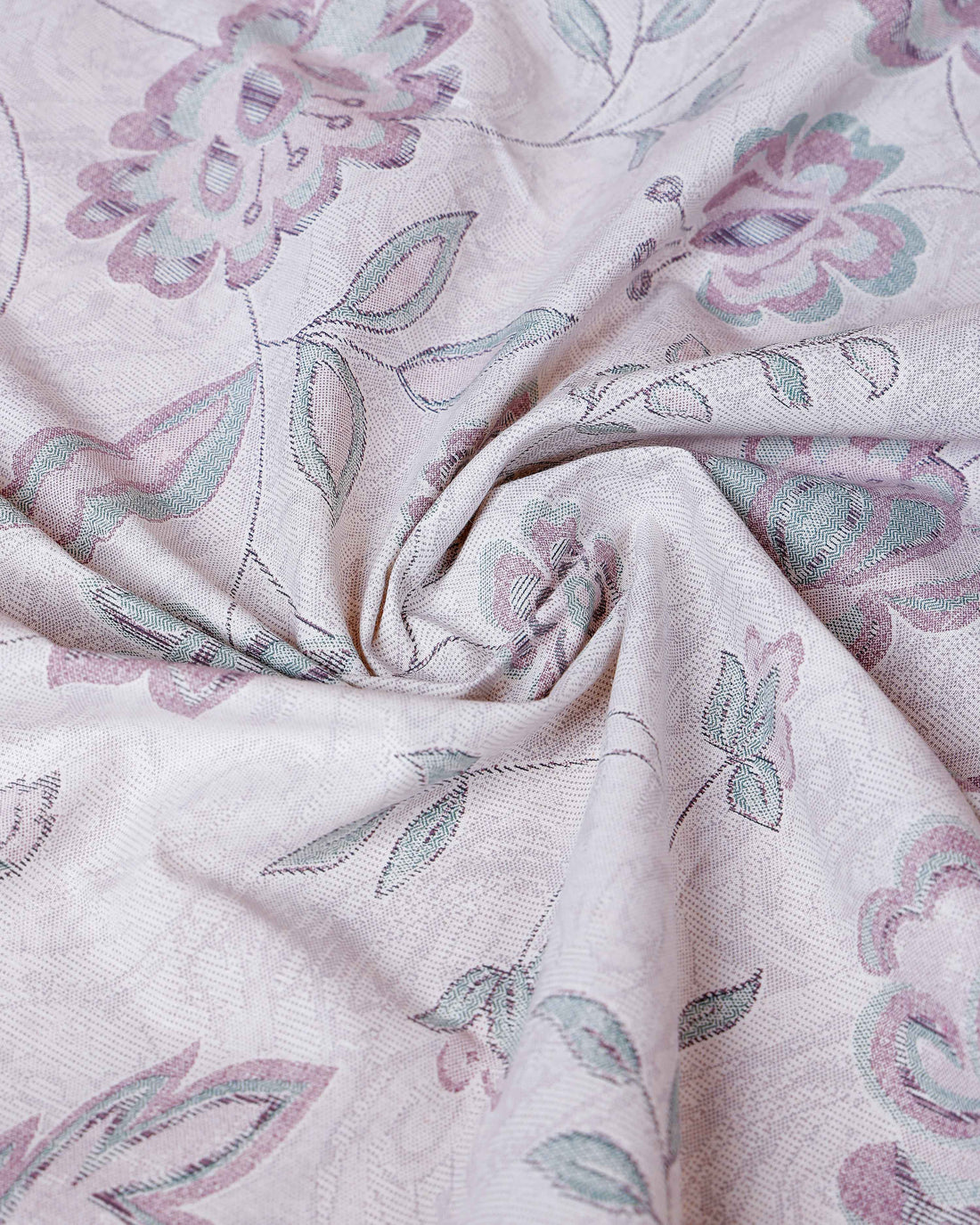 Floral Printed Cotton Queen Size Bed Cover with Pillow Cover - Pastel Grey