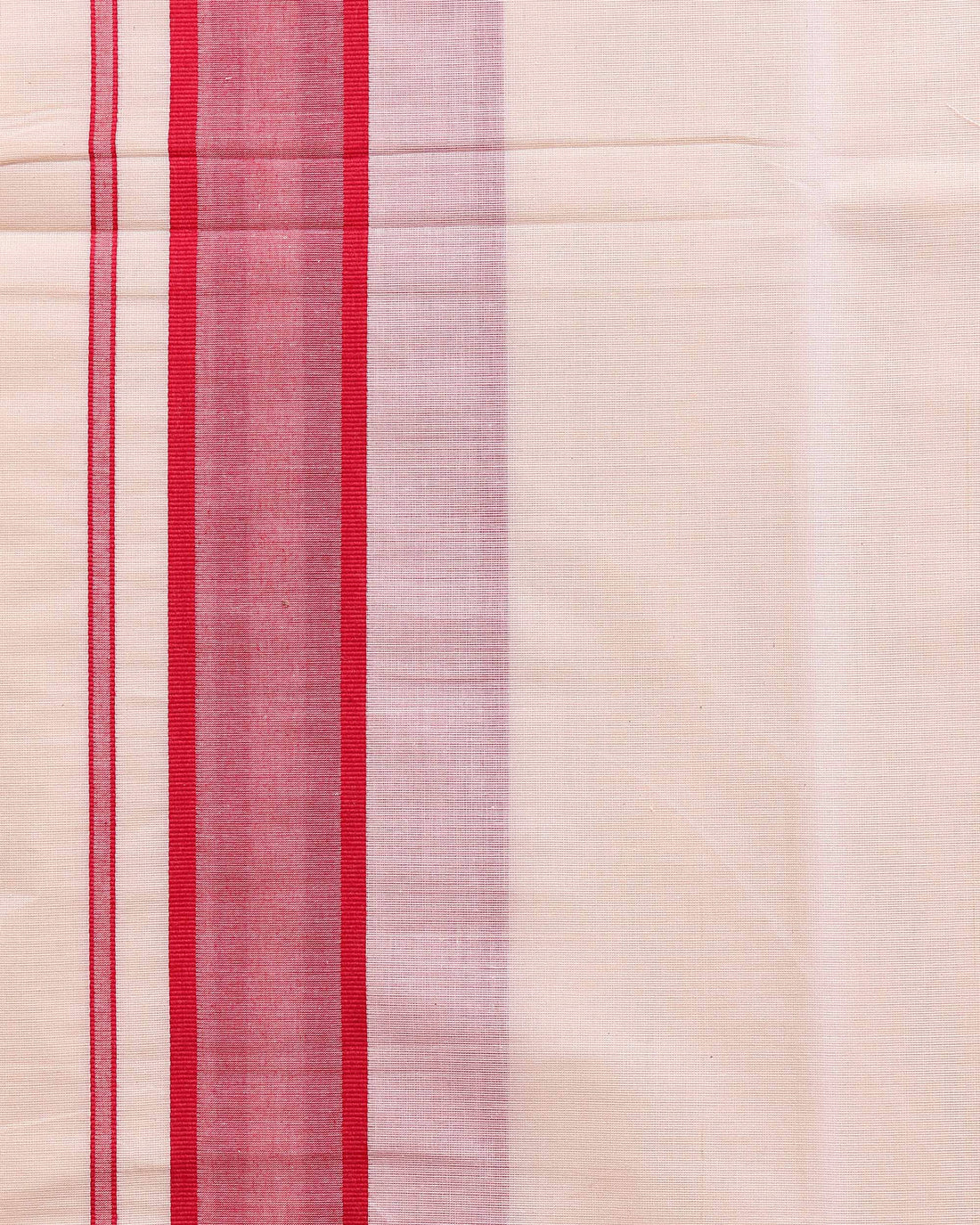 Men’s Traditional Handloom 4 Meter Cotton Dhoti with Red Border - Off White