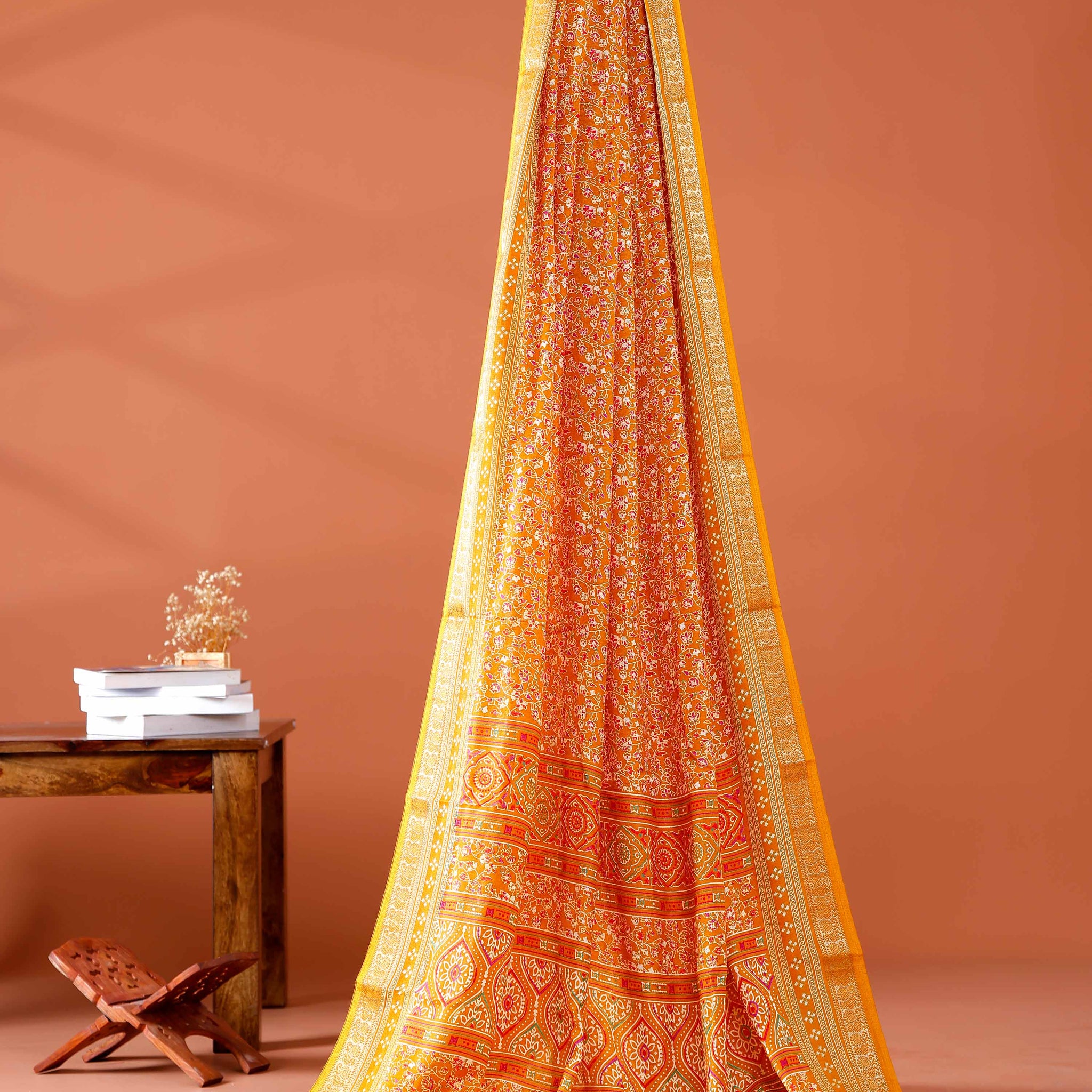 Elegant Art Silk Saree with Intricate Floral and Geometric Weaves - Yellow