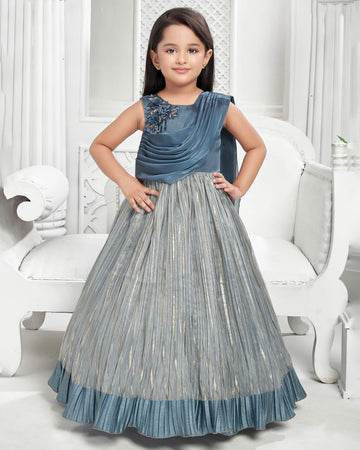 Multi Color Floral Embellishment Work Frock