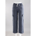 Women Grey Mom Fit Cargo Jeans
