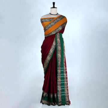 Maroon Mangalagiri Cotton Saree for Women | Festive Summer Collection | Jeyachandran - Full View