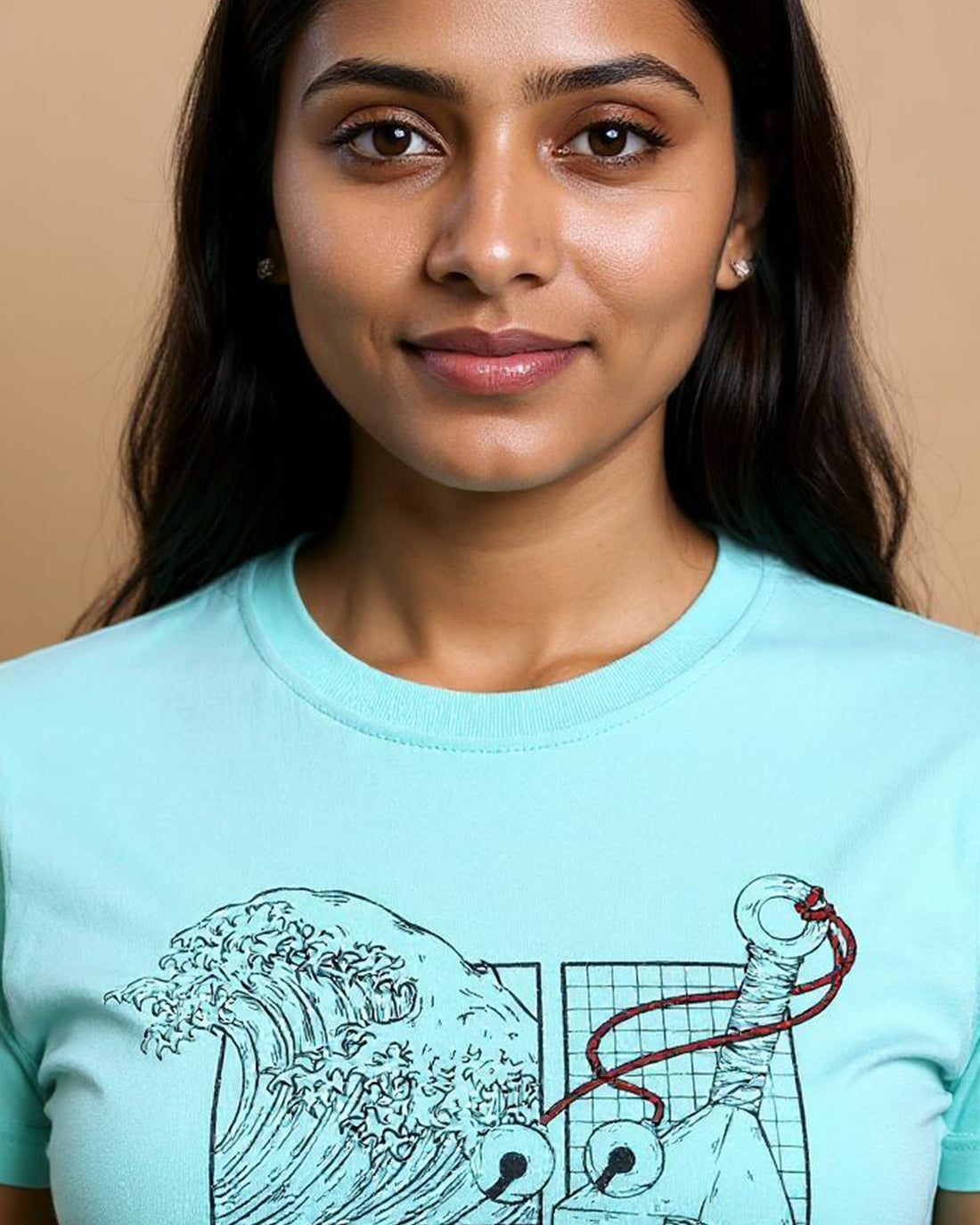 Graphic Crop T-Shirt for Women  - Blue