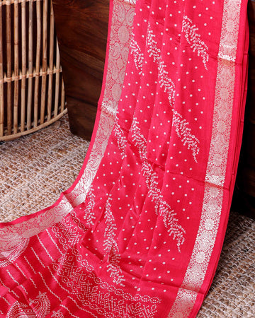 Classic Dola Silk Saree with Delicate Floral Vine Buti and Intricately Woven Zari Border - Red