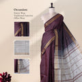 Banana Pith Saree in Dark Purple  with Beige Pallu and Intricate Gold Zari Border