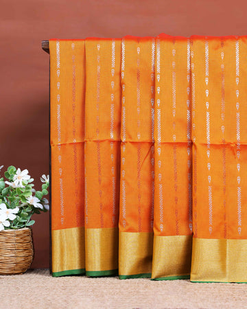 Ethnic Thread Design Soft Silk Saree - Orange