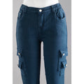 Order Women Teal Blue Jogger Cargo Jeans