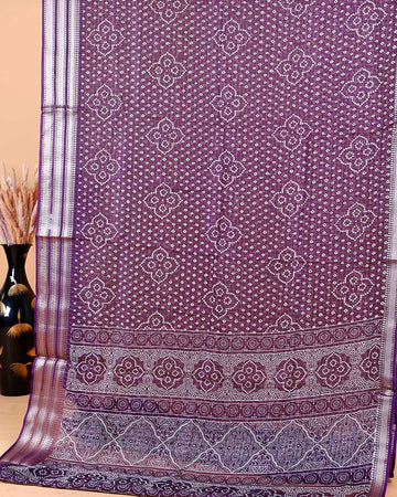 Elegant Dola Silk Saree with Bandhani Print Saree - Purple